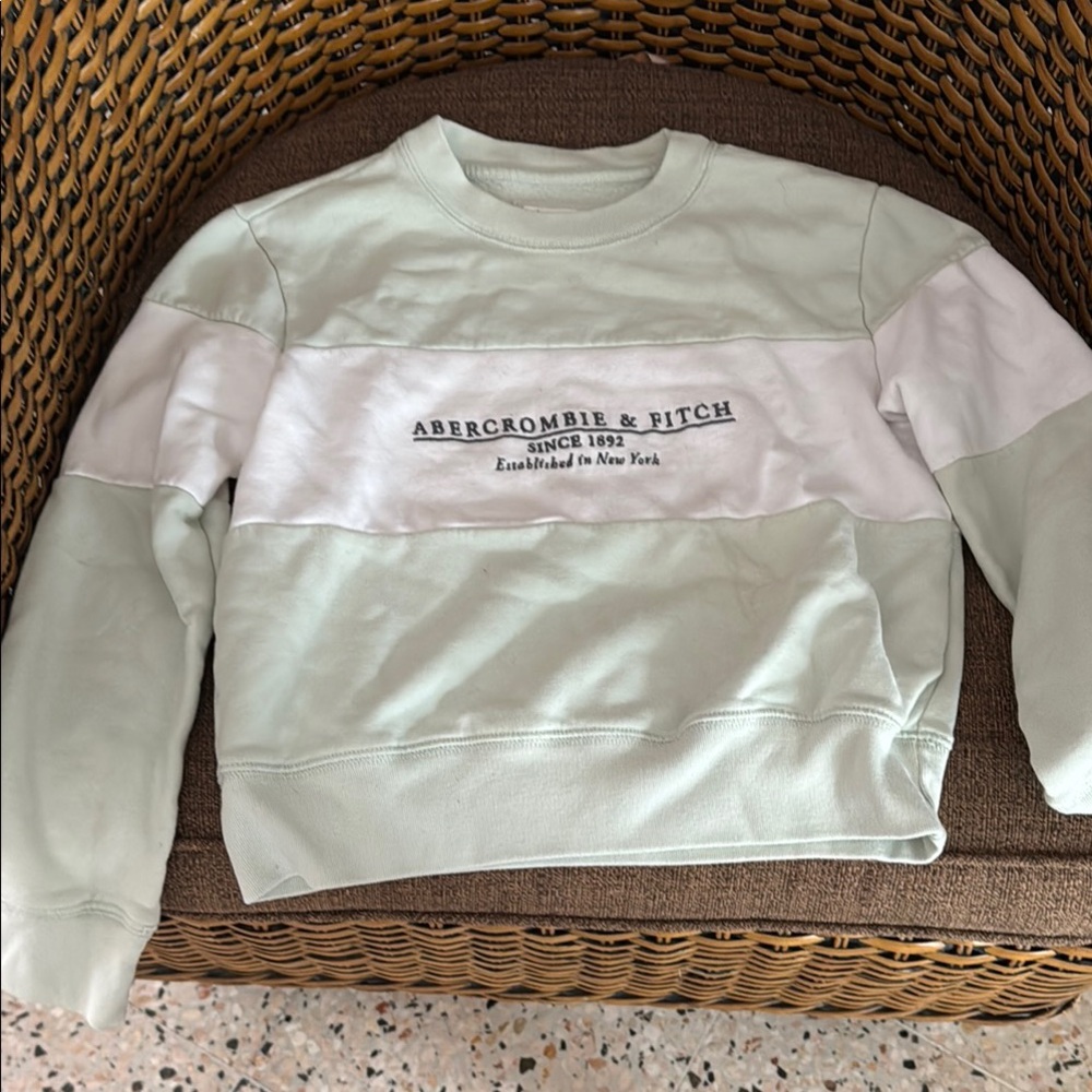 Abercrombie & Fitch Green and White Crewneck Sweater